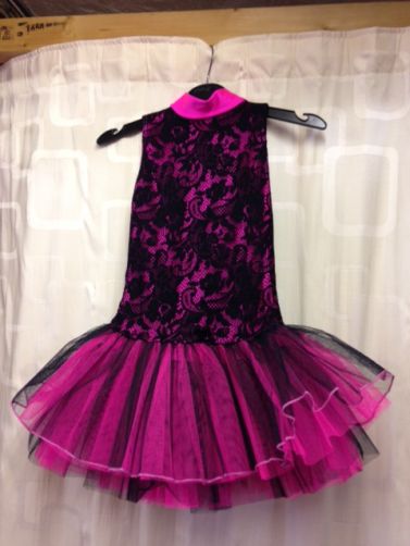 Disco Competition Over Lace Tutu Black Flo Pink Outfit